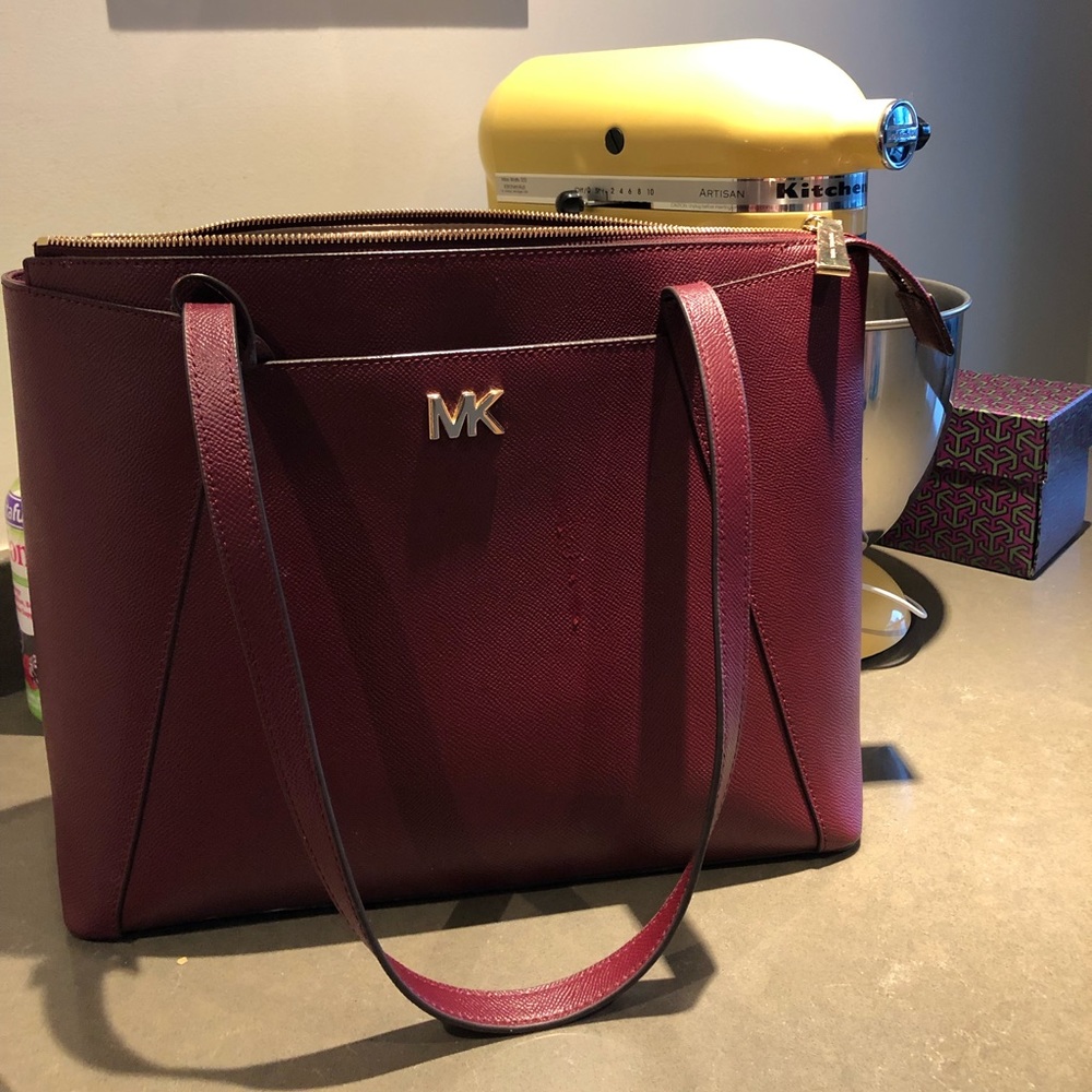 Gorgeous oxblood Maddie Michael Kors tote